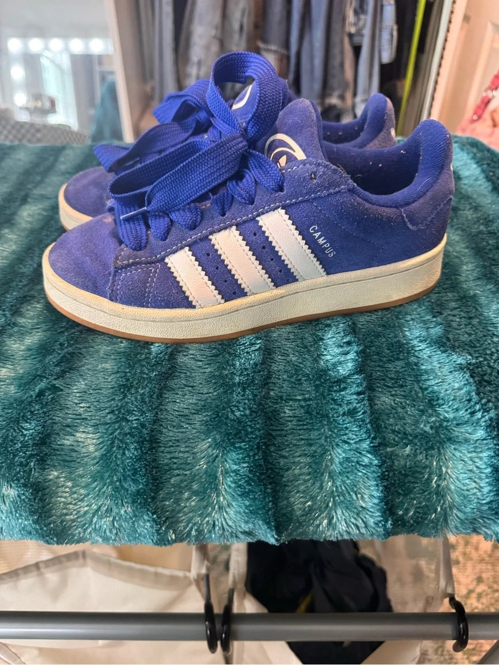 adidas Kids Campus Suede Sneakers in Royal Blue with White Stripes